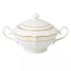 Grace Series 12 In. X 8.5 In. X 7 In. 4 Qt. 128 Fl. Oz. Gold Bone China Soup Tur