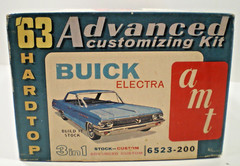 ORIGINAL VINTAGE 3 in 1 AMT 1963 BUICK ELECTRA HARDTOP UNBUILT OPEN KIT #6523
