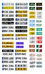 1/43 scale model car assorted international license plates tags