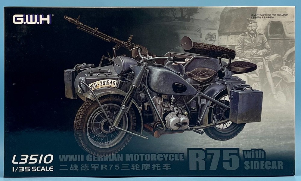 Great Wall Hobby 1/35 GWH L3510 WWII German Motorcycle BMW R75 with Sidecar New