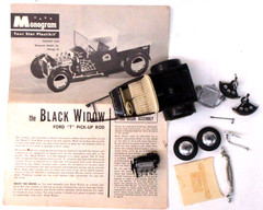 original 1960 Monogram PC60-149 BLACK WIDOW “T” partially built 1/24 model kit