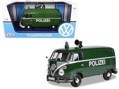 Motormax 79574 Volkswagen Type 2 (T1) Police Van “Polizei” Dark Green 1/24