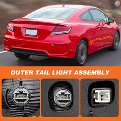 Outer Tail Light Assembly Right Side Compatible with 2013 2014 2015 Civic