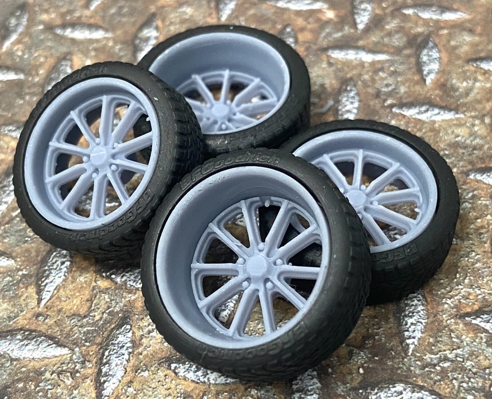 1/24 Scale: 21/20 inch Rambler Wheels/tires for Model Car. Resin; 1/25; 3D Print
