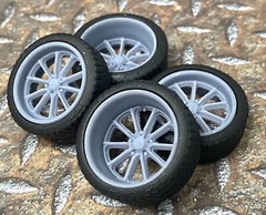 1/24 Scale: 21/20 inch Rambler Wheels/tires for Model Car. Resin; 1/25; 3D Print