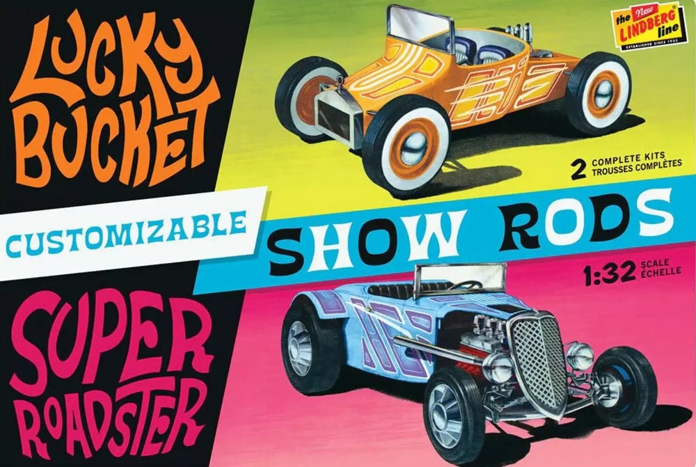 Lindberg 136 Customizable Street/Show Rods 2 kits in 1 plastic model kit 1/32