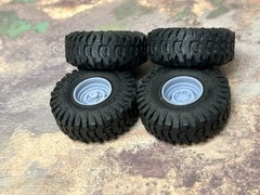 1/24 Scale: 15-Inch “5-Spoke Steel” Wheels W/ Huge 35-inch Mud Tires. Resin