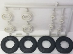 1958 Edsel Pacer WHITEWALL TIRES & HUBCAPS from AMT 1:25 Model Kit 58