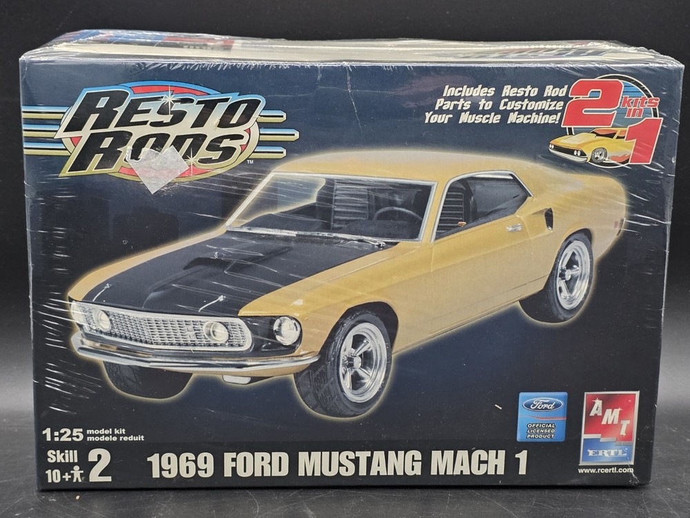AMT Ertl 1969 ’69 Ford Mustang Mach 1 Resto Rods Plastic Model Car Kit 1:25