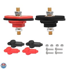 High Current 3/8” Feed-Thru Panel Battery Terminal Connectors with Silicone T…