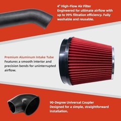 4” LS Swap Cold Air Intake Kit, Compatible with LS1 LS2 LSX LQ4 LQ9 Engines,