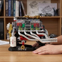 V8 Engine Model Kit Transparent Cylinder Head Engine Building Scale Model Kit