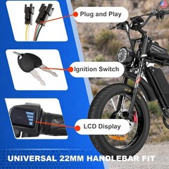 Ebike Full Twist Throttle Fits Ridstar Q20, 48V Plug and Play Throttle 3 Pin