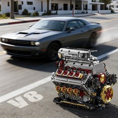 Authentic V8 Engine Model Kit – 1176 PCS with USB Rechargeable Motor for Adults