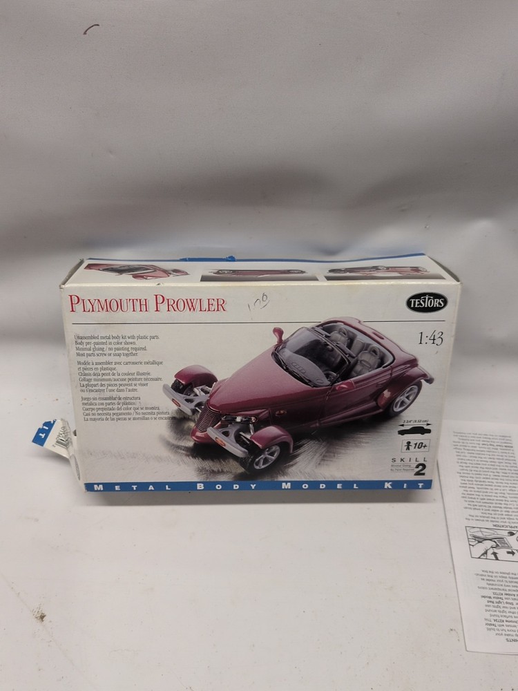 1998 Testors Kit 136 Plymouth Prowler 1:43 Scale Metal Model Started Read