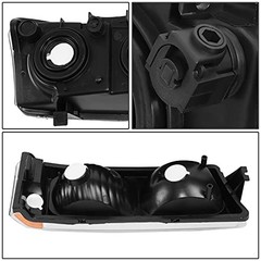 Pair Headlight Assembly Compatible with 2003-2006 Chevy Chrome / Amber