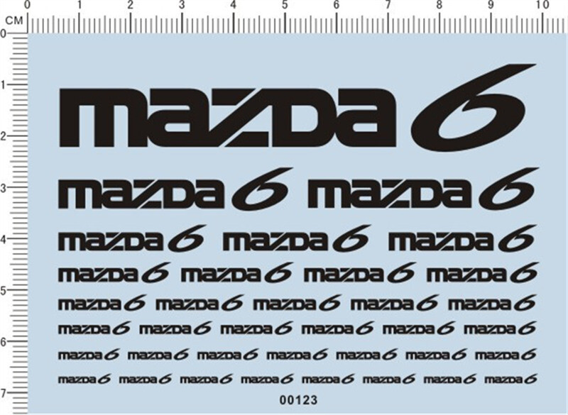 Car Model Decals MAZDA 6 for different scales Black/White/Blue 00123