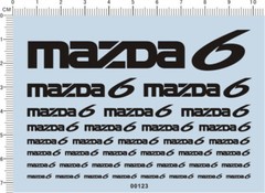 Car Model Decals MAZDA 6 for different scales Black/White/Blue 00123