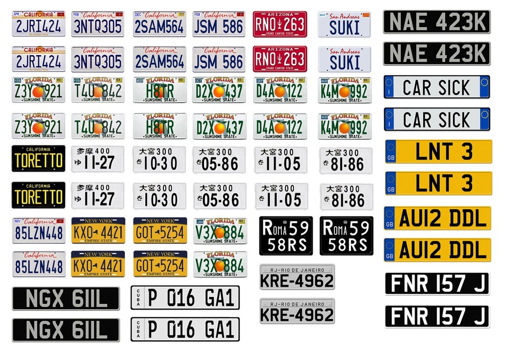 1/18 scale model movie car Fast and Furious license plates tags 1:18