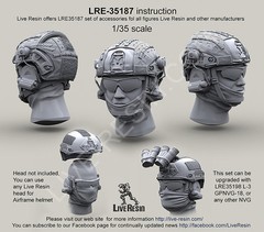Live Resin 1/35 LRE-35187 Airframe Helmet w/Headsets Rail Adaptor, Helmet Cover