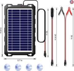 POWOXI Upgraded 7.5W-Solar-Battery-Trickle-Charger-Maintainer-12V Portable