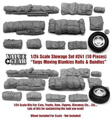 1/24 Set #241 Tarp Rolls, Bundles & Moving Blanket (10 Pieces) -Value Gear Resin
