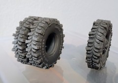 Resin 1/24 Scale: 15-inch “4-hole Truck” Dually Wheels W/ TSL SUPER SWAMPERS