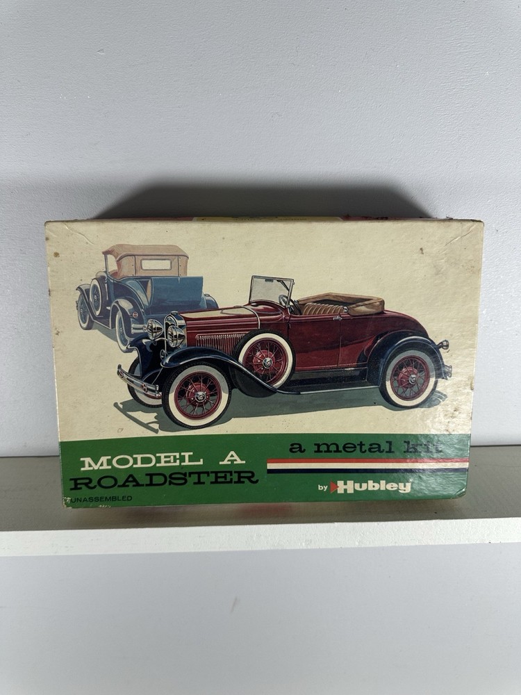 Hubley Model A Ford Roadster Metal Kit Unassembled Vintage Die Cast Parts Box