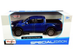 Maisto 31521BL 2019 Ford Ranger Lariat Sport Pickup Truck Blue Metallic 1/27