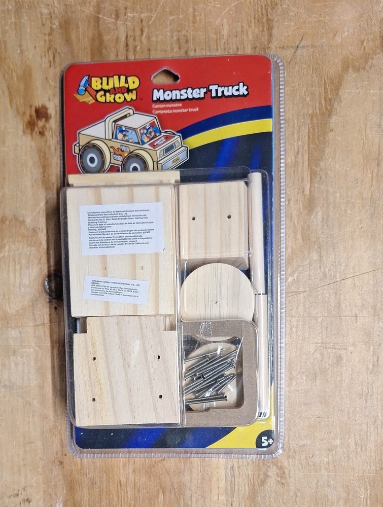 New Sealed Lowe’s Build And Grow Monster Truck Wood Construction Kit Kids Craft