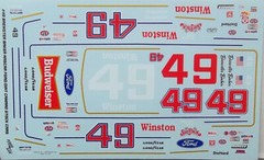 NASCAR DECAL #49 BUDWEISER WINSTON SIX-PACK 1981-82 THUNDERBIRD/ CAMARO B BAKER