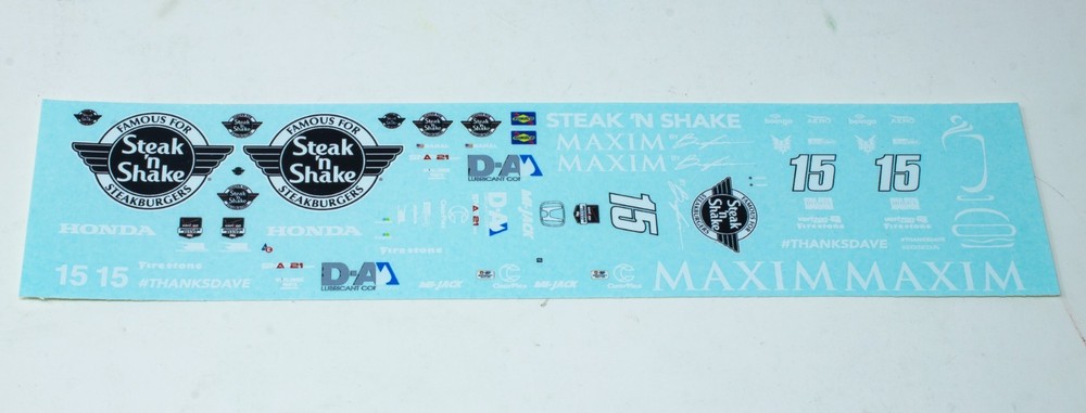 1/25 2015 Steak n Shake Dallara Honda Waterslide Decal sheets Indy Graham Rahal