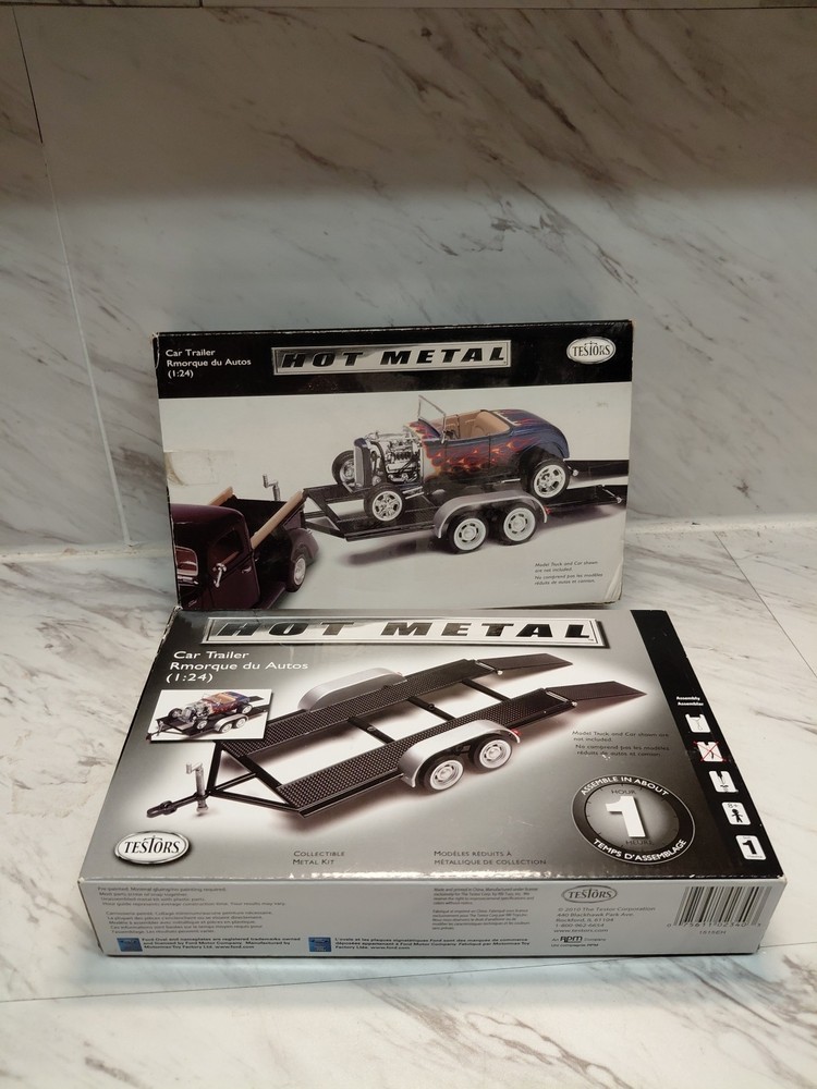 TWO : TESTOR’S HOT METAL MODEL CAR TRAILER KIT #234 NIP New Old Stock