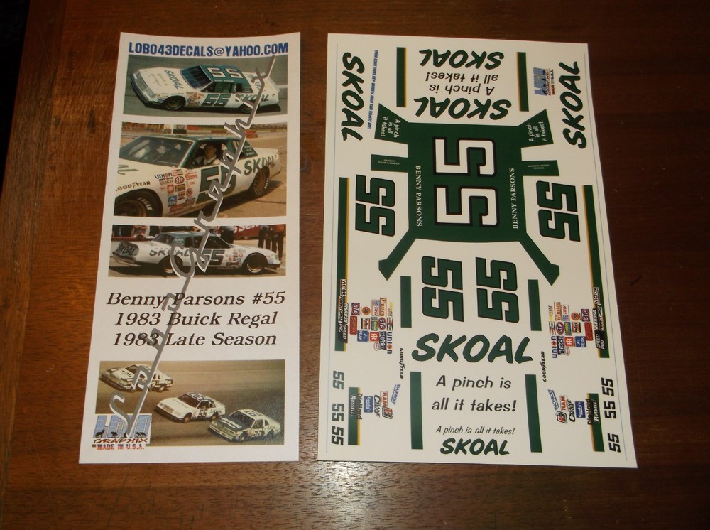 Benny Parsons #55 1983 SKOAL Buick Regal, 1/24/25th scale decals LoboGraphix