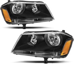 Headlight Assembly Compatible With 2008-2014 Dodge Avenger Black Black Amber