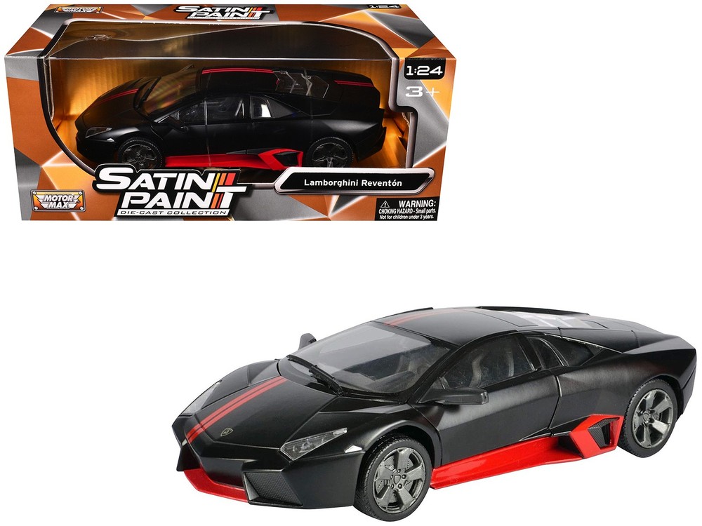 Motormax 79509 1/24 Lamborghini Reventon Matt Black with Red Stripes