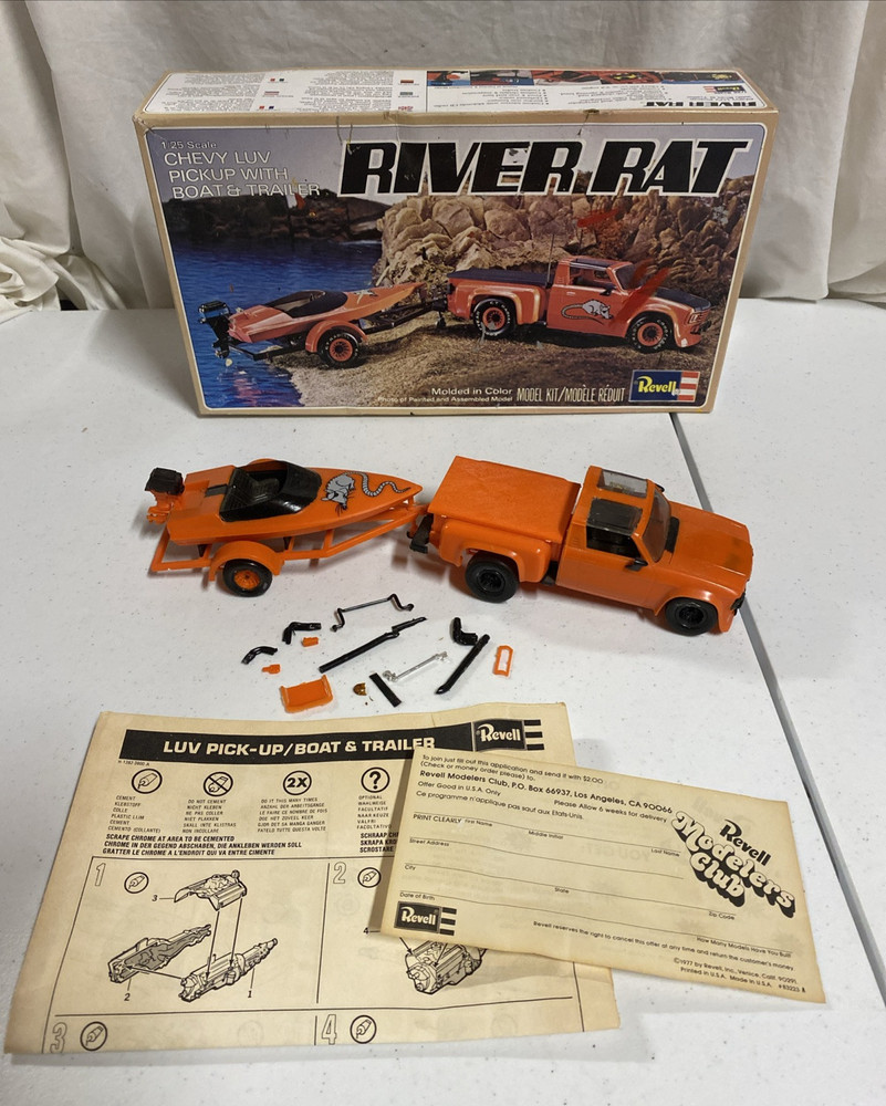 1970s REVELL RIVER RAT Model Kit – Chevy Luv Pickup Boat Trailer BUILT