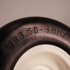 9X3.50-4 Flat Free Tire 1/2 and 5/8 Bearings, 3.5″- 5″ Center Hub, Set of 2