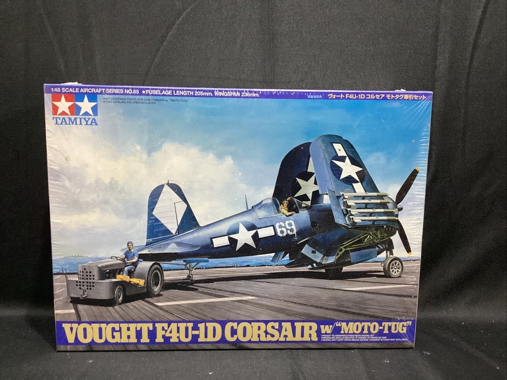 SEALED Tamiya #61085 1/48 VAUGHT F4U-1D CORSAIR w/ MOTO-TUG Model Kit!