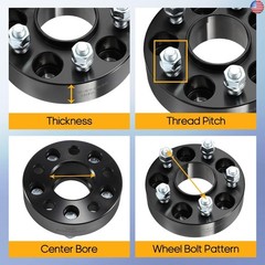 OCPTY 4PCS 5×110 to 5×110 Wheel Spacers 1.5 inch 12×1.25 Studs 65.1mm Hub Bore