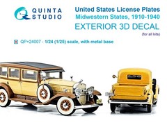 Quinta Studio 1/24 1/25 Metal License Plates SD ND KS OH WI MI IL NE IA 1920-30s