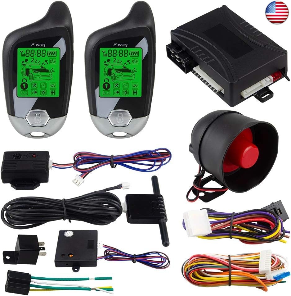 EASYGUARD EC202 2 Way car Alarm System with LCD Pager Display Remote Engine