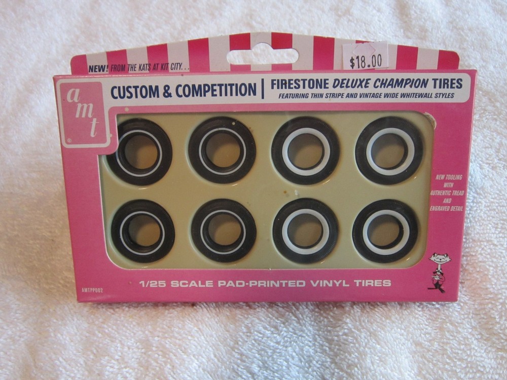 AMT FIRESTONE DELUXE CHAMPION TIRES WHITE WALL 1/25 SCALE