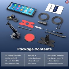 9.26″ Wireless Portable Car Play Screen for Apple CarPlay & Android Auto,