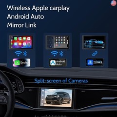 Double Din Car Stereo Radio with 7 inch HD Touchscreen, Wireless Apple Carplay