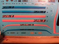 1979 Camaro Z/28 1/24 Waterslide Decal Sheet Blue Orange Stripes Dash Cluster