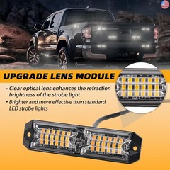 8pcs 12-LED Emergency Strobe Light Ultra Slim Grille Flashing Warning Light Kit