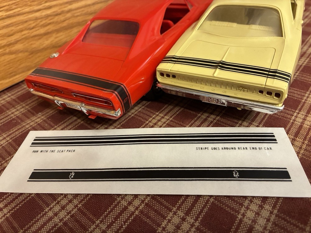 1969 DODGE CHARGER 1968 CORONET R/T “J-Kraft” PROMO CAR MODEL DECAL SHEET 1:25