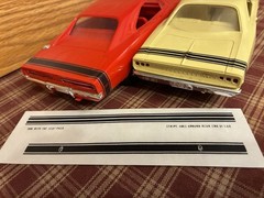 1969 DODGE CHARGER 1968 CORONET R/T “J-Kraft” PROMO CAR MODEL DECAL SHEET 1:25