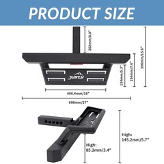 Just-V Hitch Step For Pickup Truck Trailer Tow Hitch Step Textured Black
